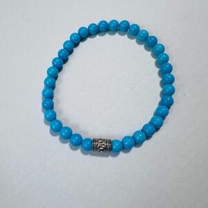 Turquoise Beaded Bracelet with Silver Accent